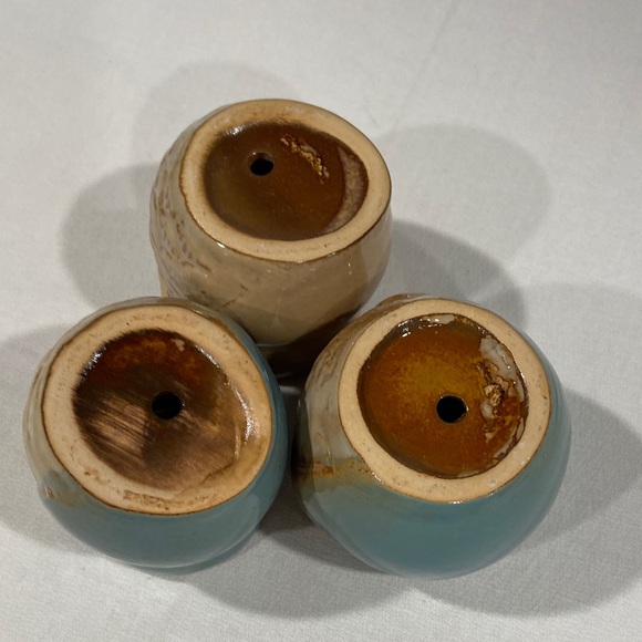 Set of 3 Mini Owl Ceramic Planters • Air Plant / Toothpick Holders - Picture 8 of 8